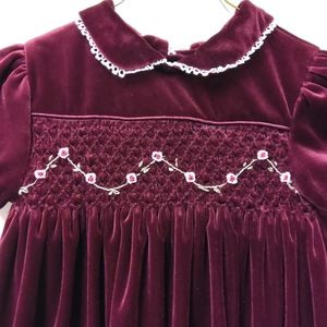 Little Bitty Velour Smocked Girls Toddler Dress